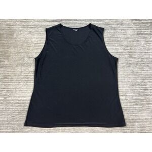 Caribe U.S.A. Top Womens XL Black Sleeveless Polyester Blend Made in USA